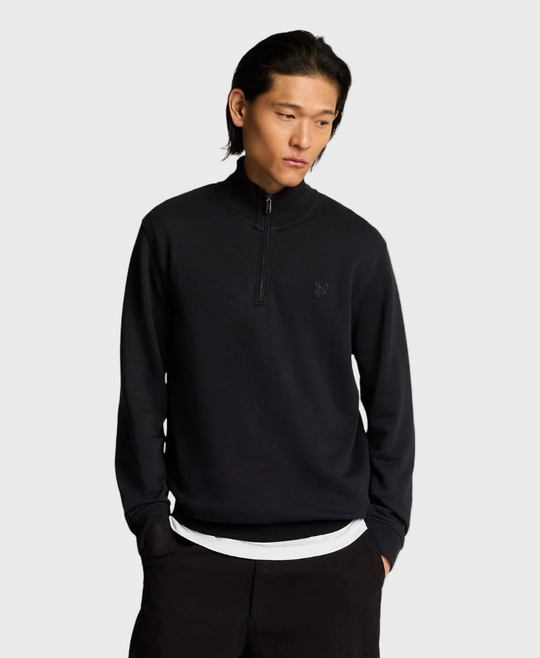 Lyle & Scott Superfine Cotton 1/4 Zip Sweatshirt - Black