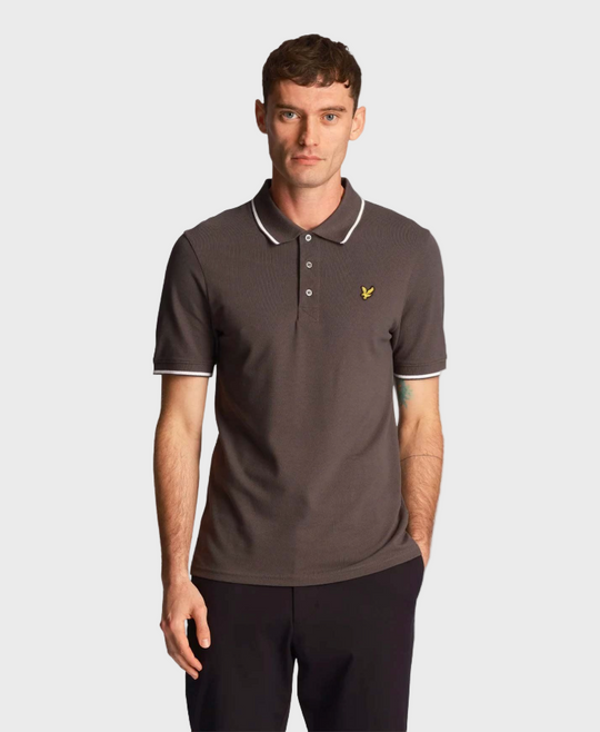 Lyle & Scott Tipped Polo Shirt - Gunmetal/White