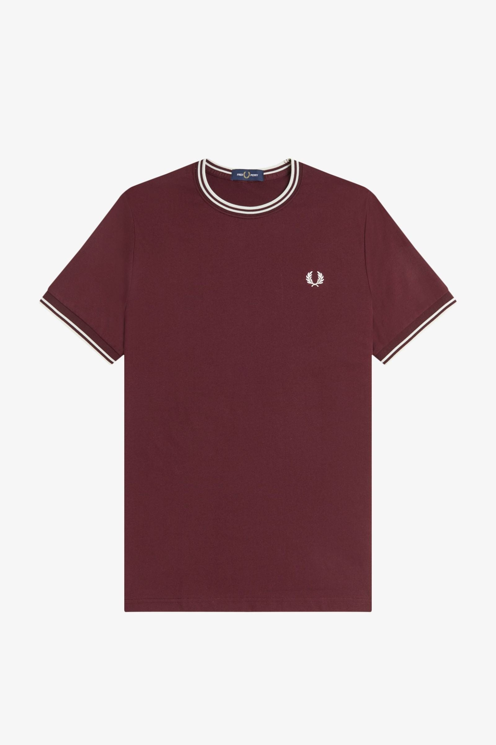 Fred Perry M1588V Twin Tipped T-Shirt - 64A Oxblood/Ecru