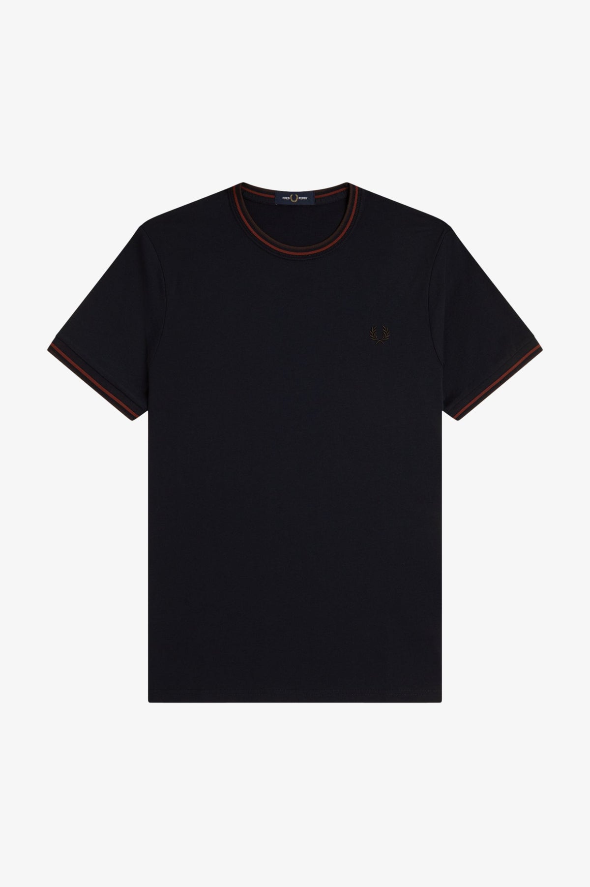 Fred Perry M1588V Twin Tipped T-Shirt 75C - Navy/Brandy/Rich Bran