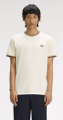 Fred Perry M1588V Twin Tipped T-Shirt 79B - Ecru/Dark Caramel/Black