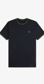 Fred Perry M1588 Twin Tipped T-Shirt - Dark Caramel/Navy/Spring Green