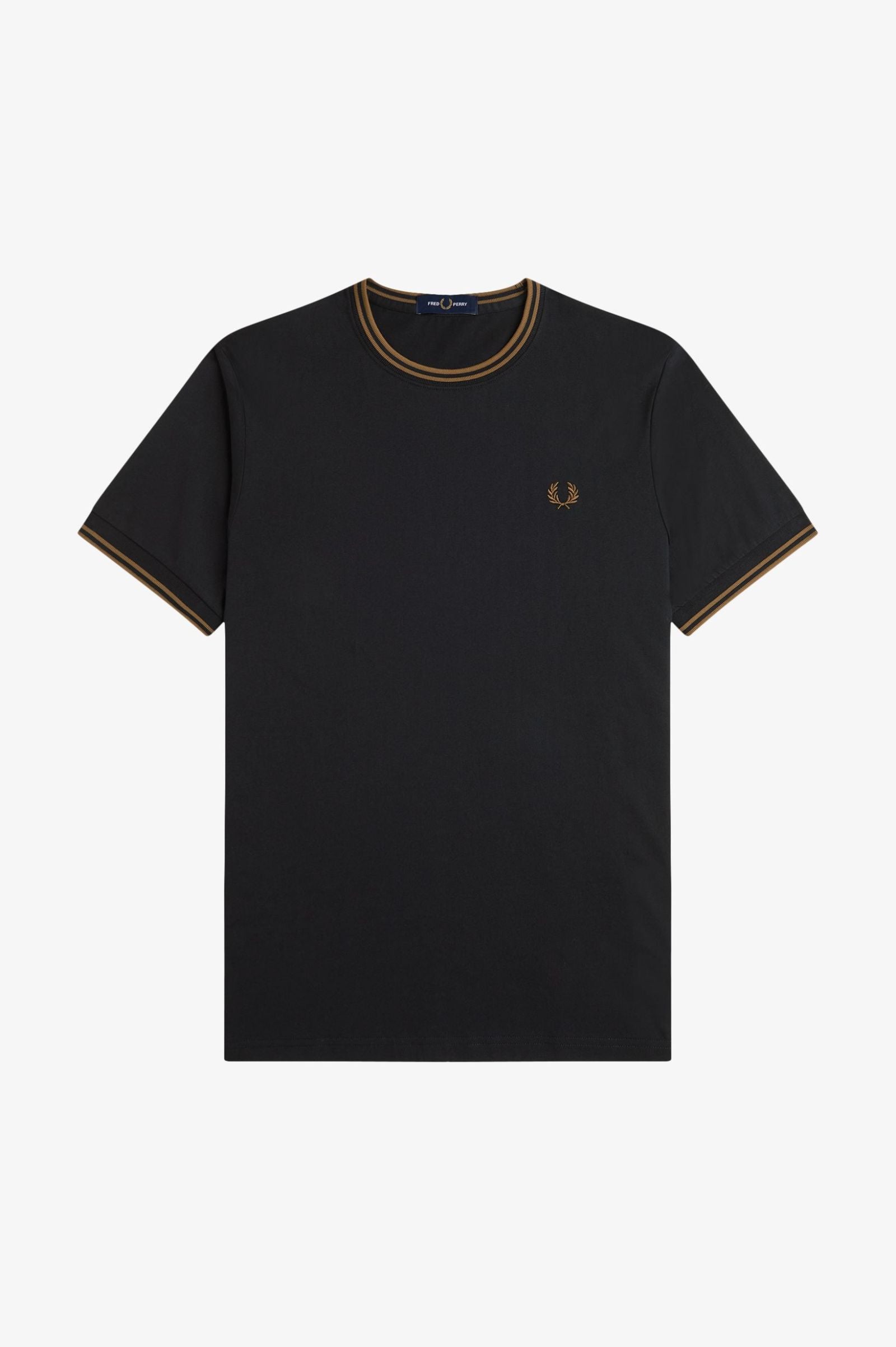 Fred Perry M1588V Twin Tipped T-Shirt - Q27 Black/Shaded Stone