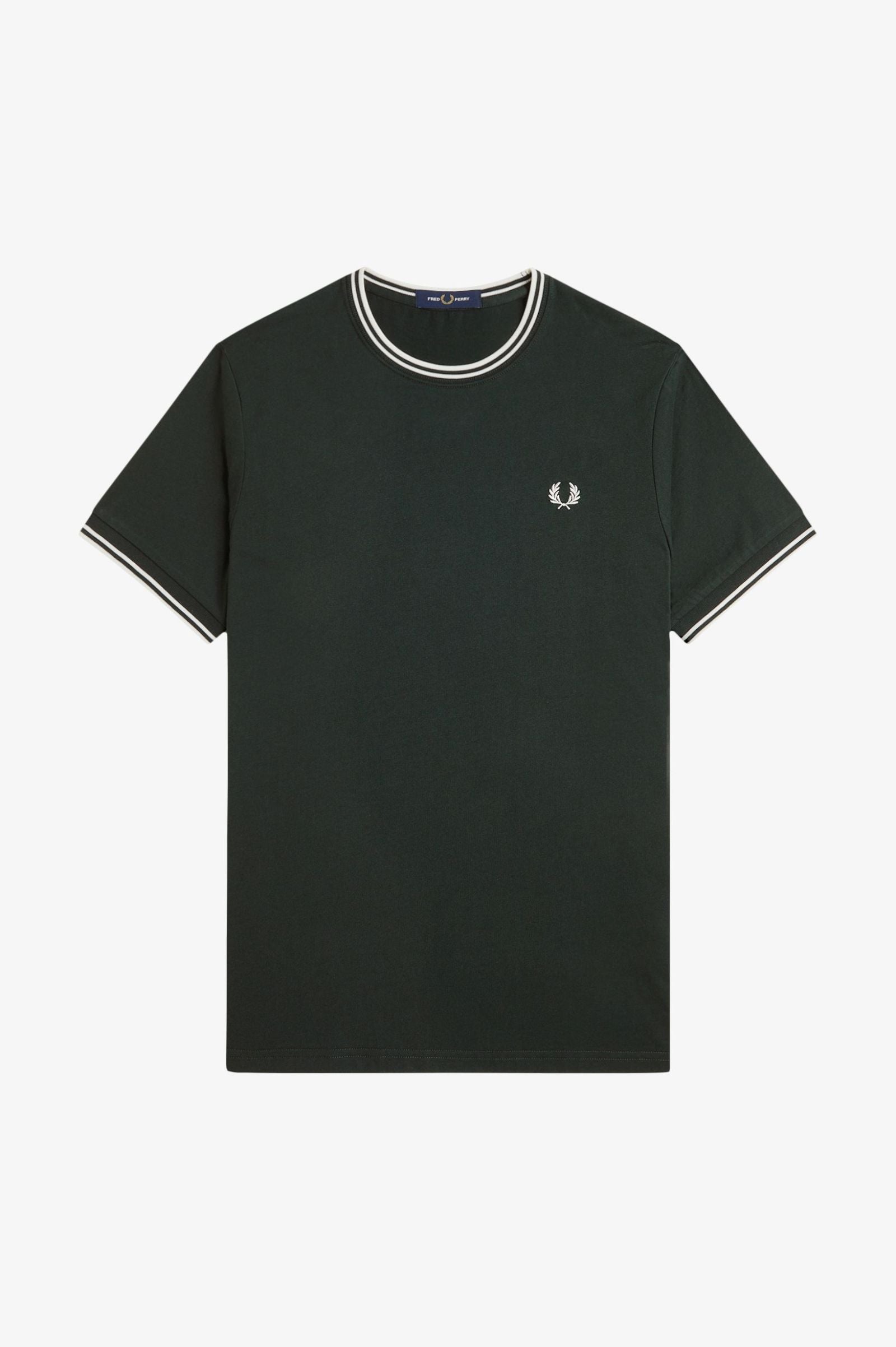 Fred Perry M1588V Twin Tipped T-Shirt - 53A Night Green/Snow White