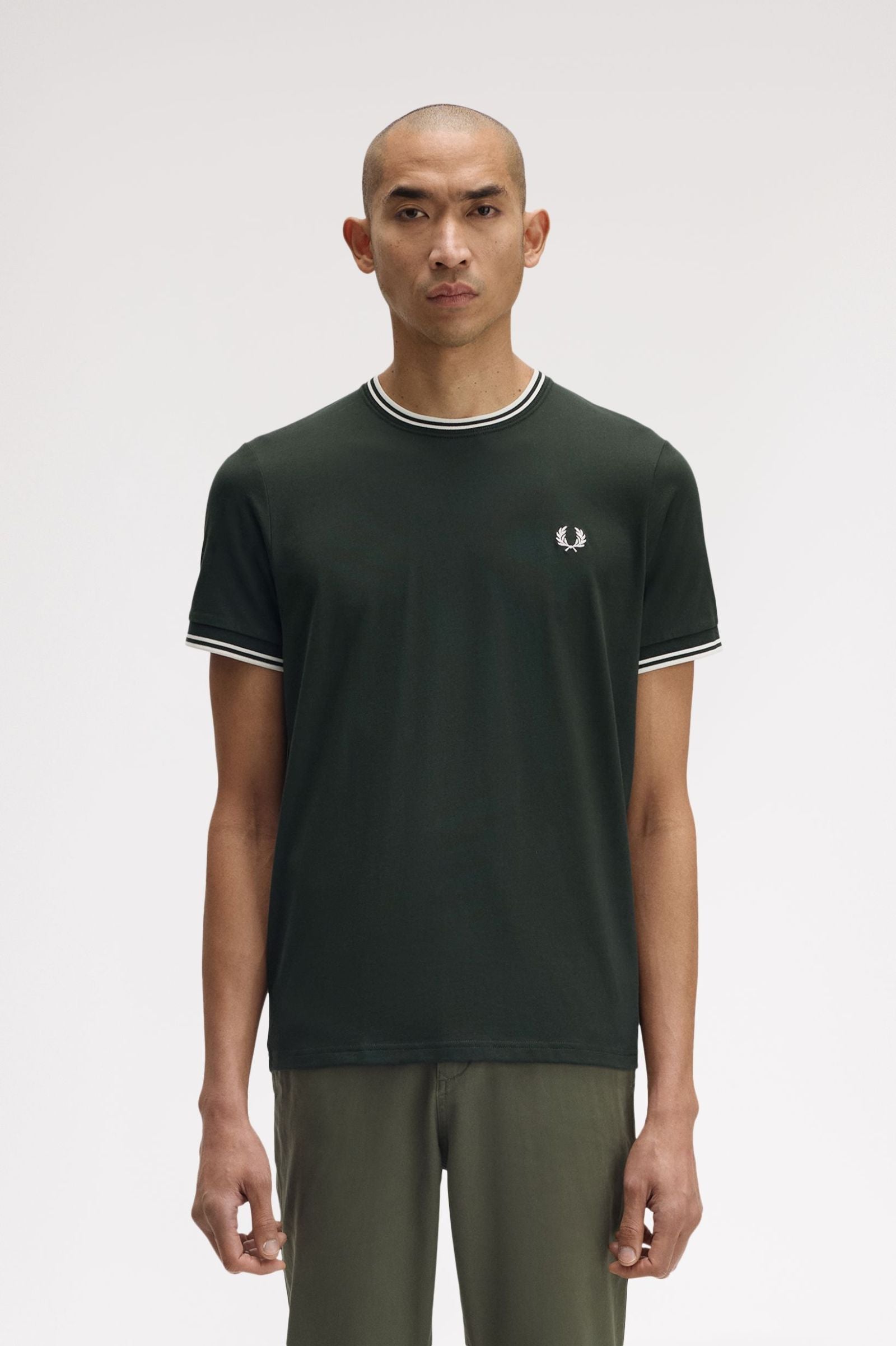 Fred Perry M1588V Twin Tipped T-Shirt T50 Night Green/Snow White