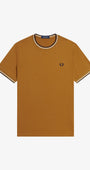 Fred Perry M1588V Twin Tipped T-Shirt V46 - Dark Caramel/Ecru/Navy