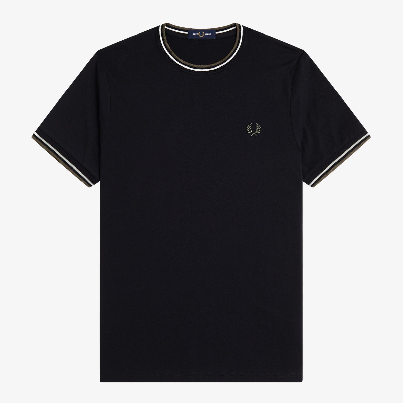 Fred Perry M1588 Twin Tipped T-Shirt W54 - Black/Ecru/Laurel Wreath