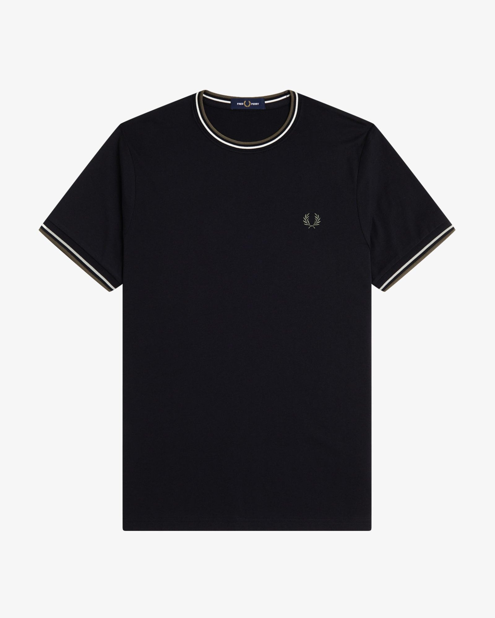 Fred Perry M1588 Twin Tipped T-Shirt W54 - Black/Ecru/Laurel Wreath