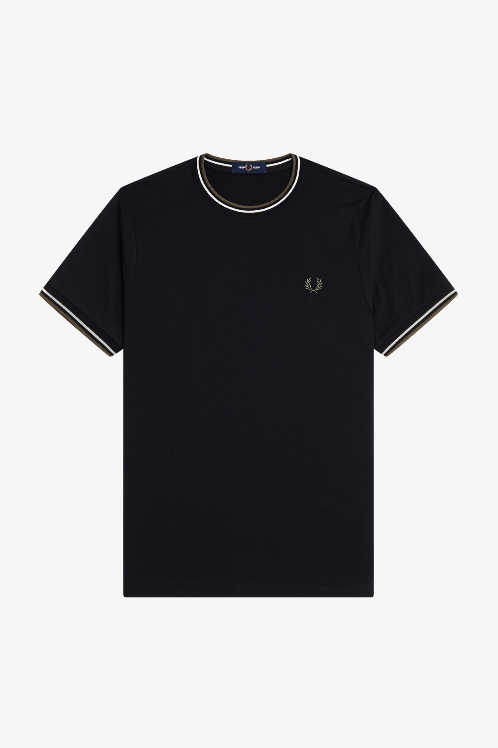 Fred Perry M1588 Twin Tipped T-Shirt W54 - Black/Ecru/Laurel Wreath