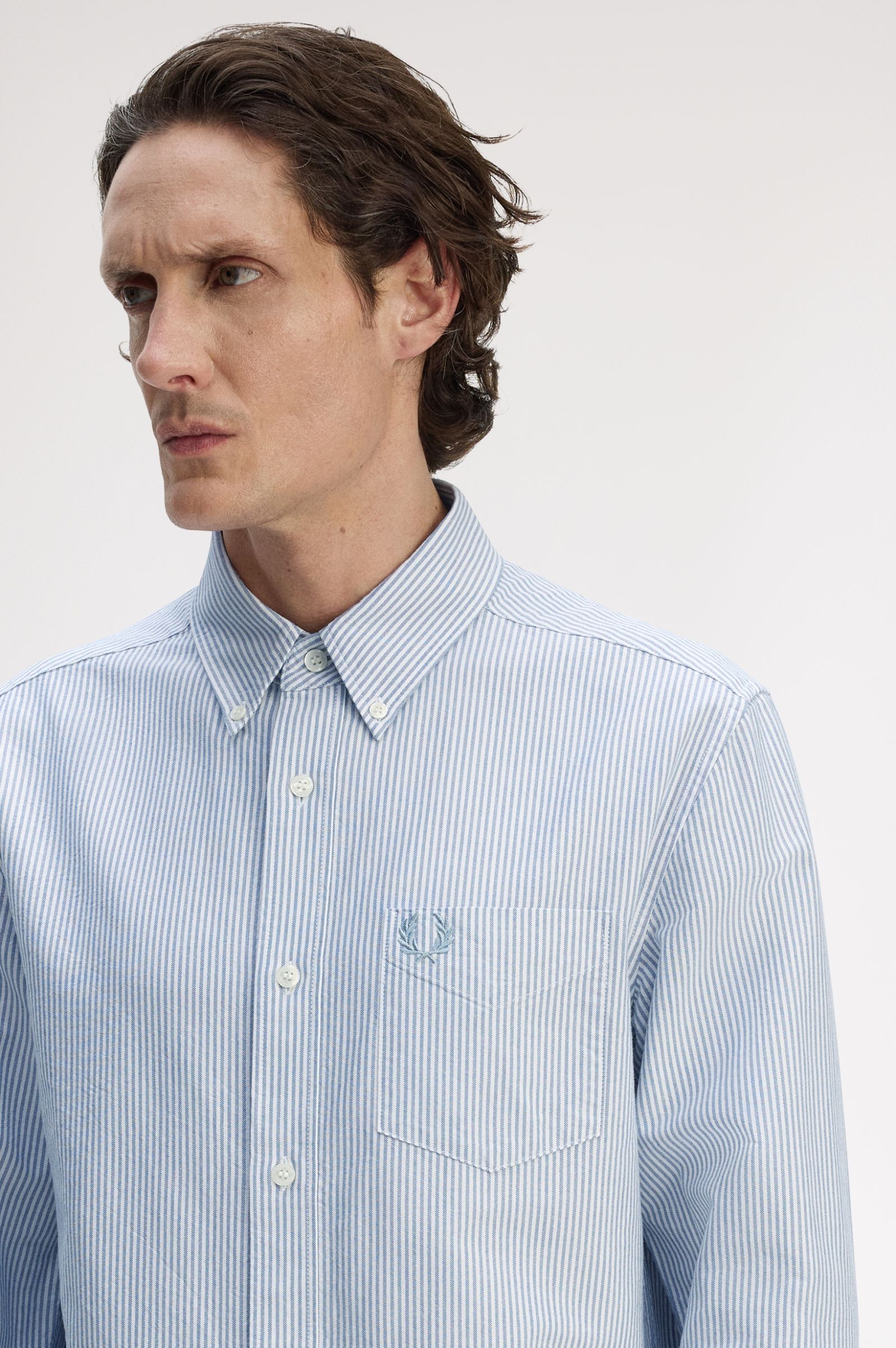 Fred Perry M1768 Oxford Stripe Shirt - 38A Blue/White