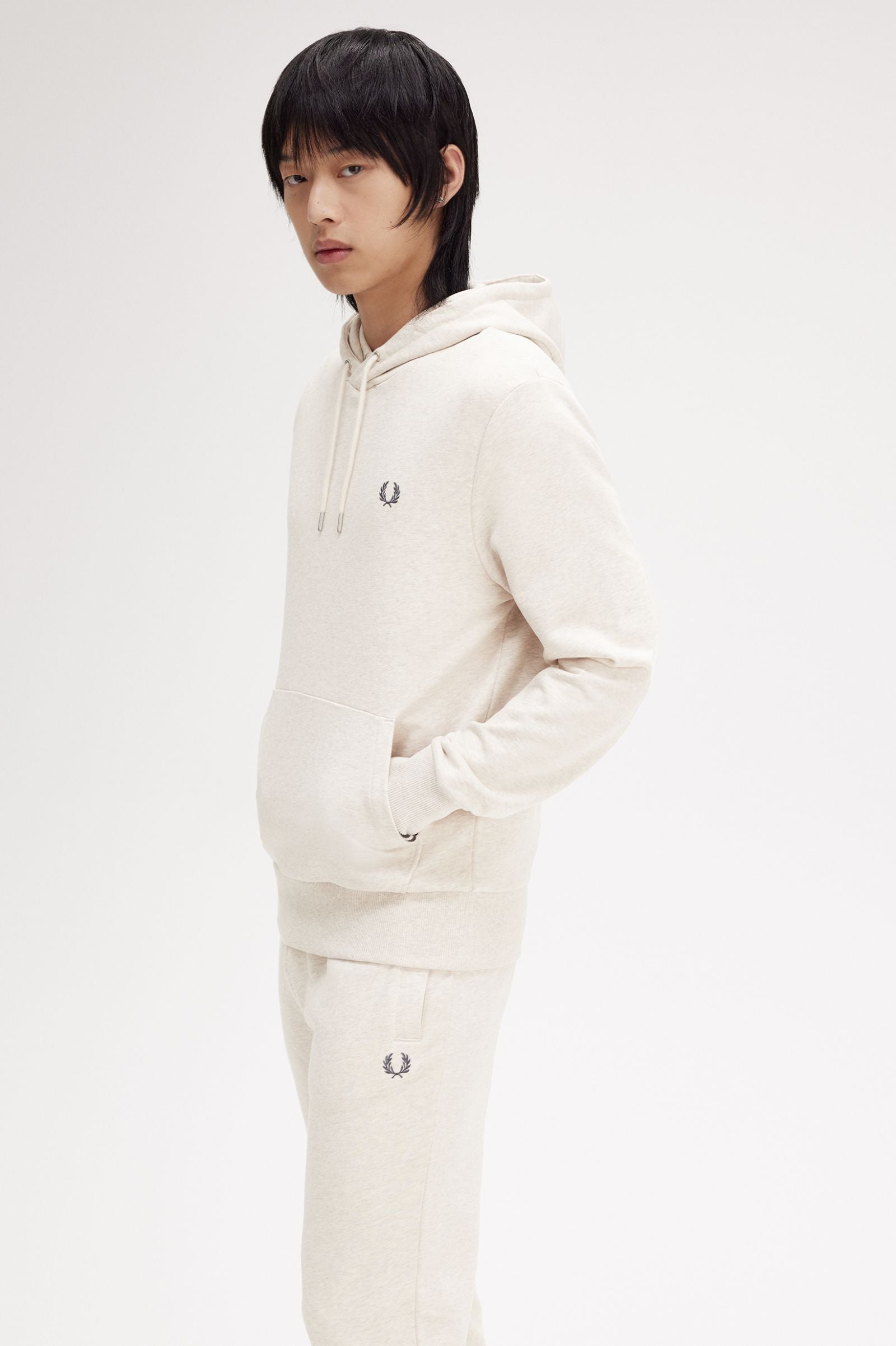 Fred Perry M2643 Tipped Hoodie W50 Porridge Marl/Anchor Grey
