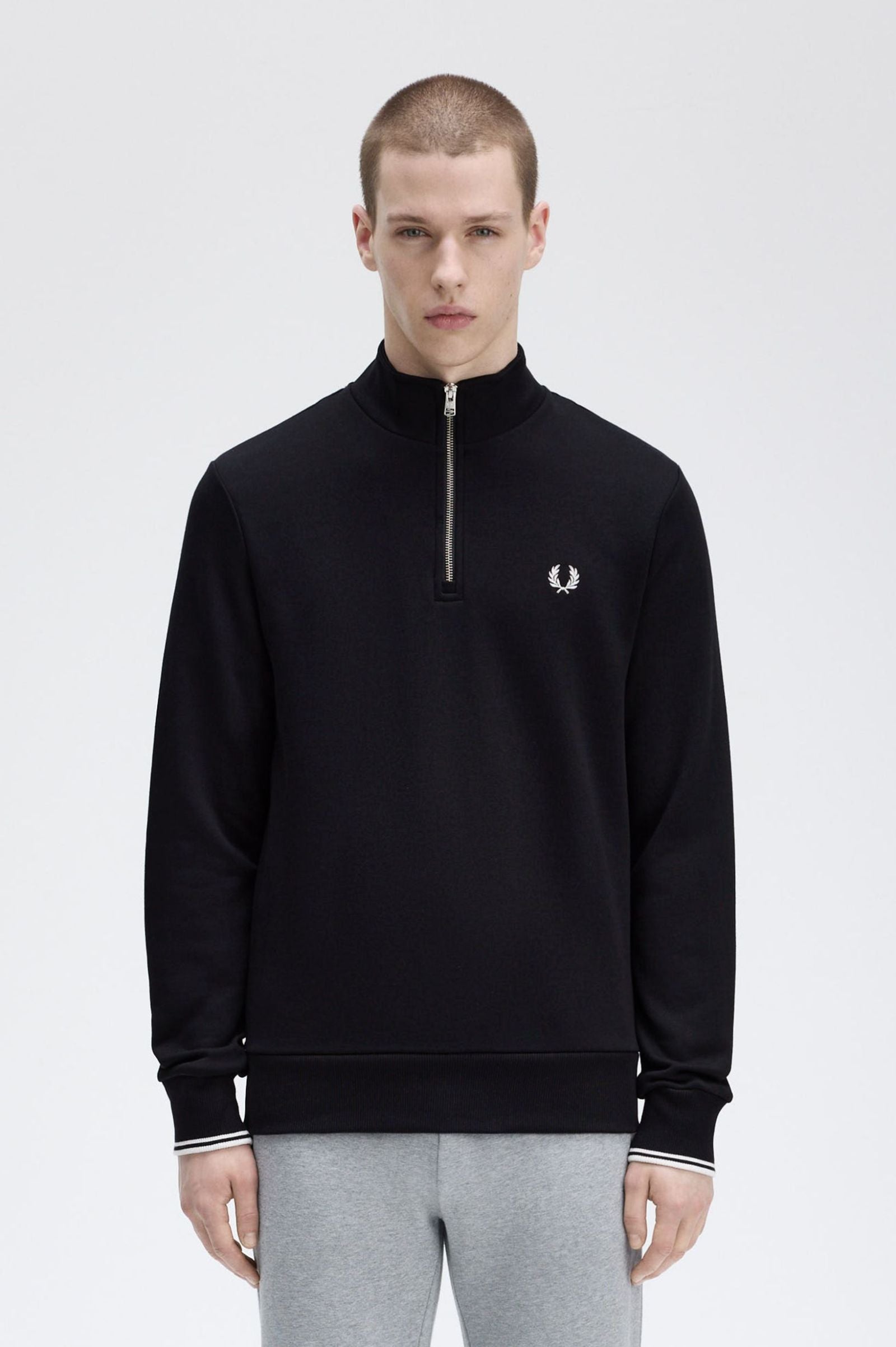 Fred Perry M3574 Half Zip Sweatshirt 102 Black