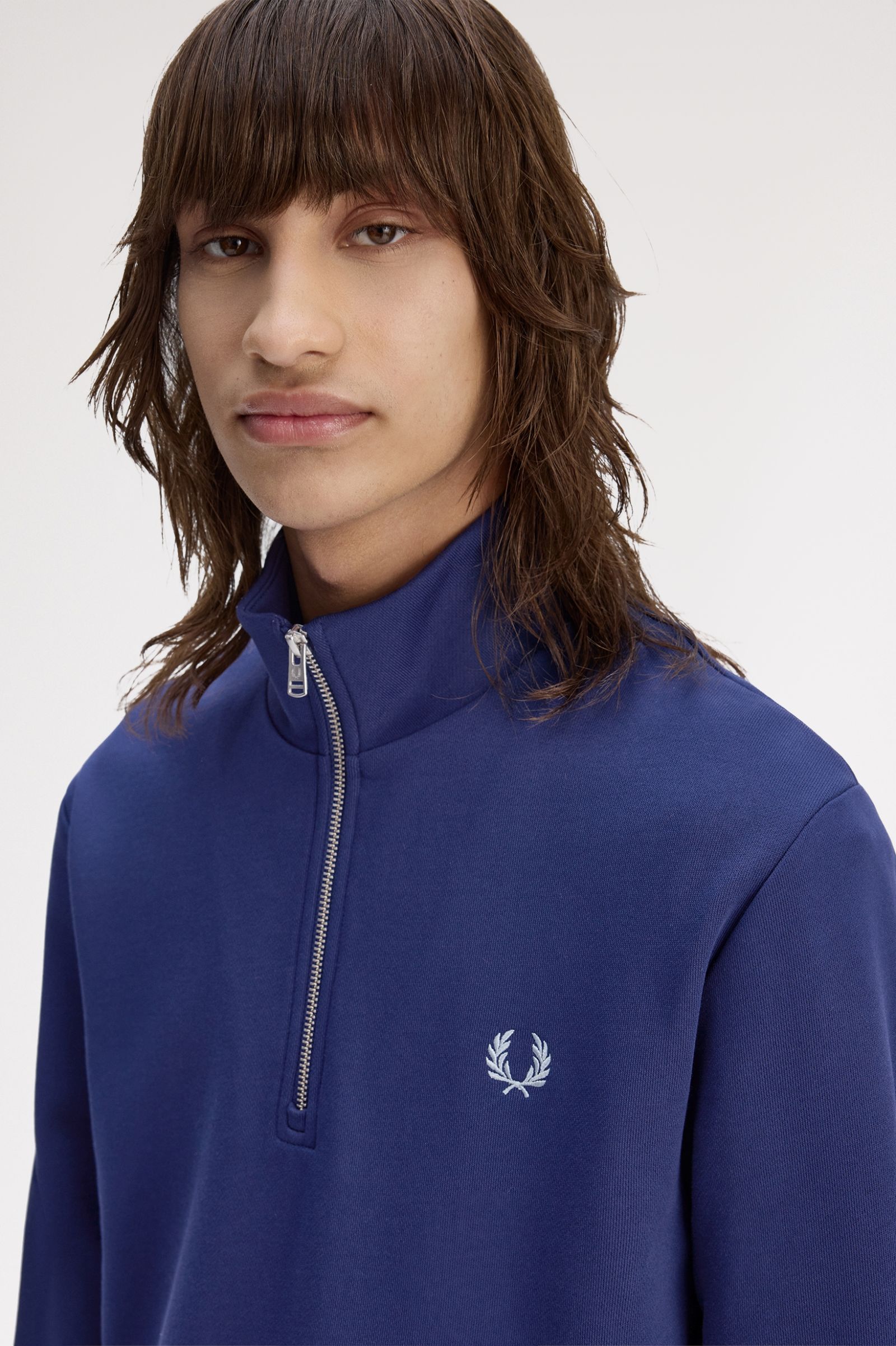Fred Perry M3574 Half Zip Sweatshirt - 48A French Navy/Champion's Gold