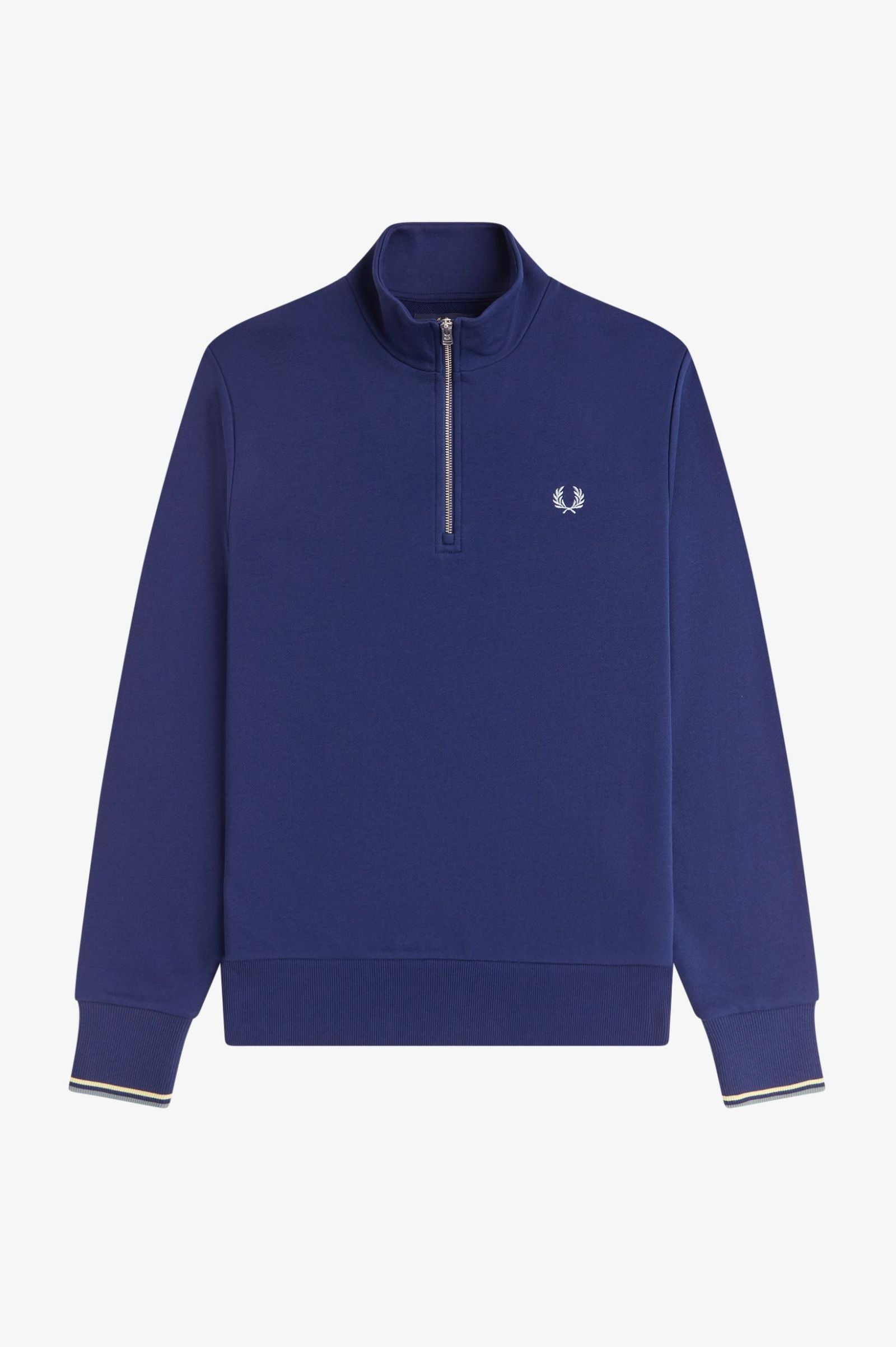 Fred Perry M3574 Half Zip Sweatshirt - 48A French Navy/Champion's Gold
