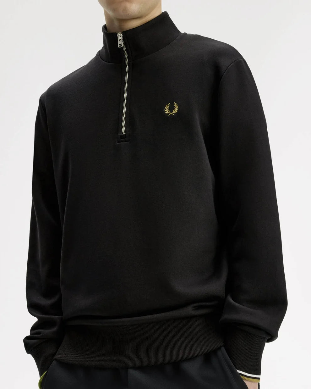 Fred Perry M7534 Half Zip Sweatshirt 59D - Black/Snow White/Bronze