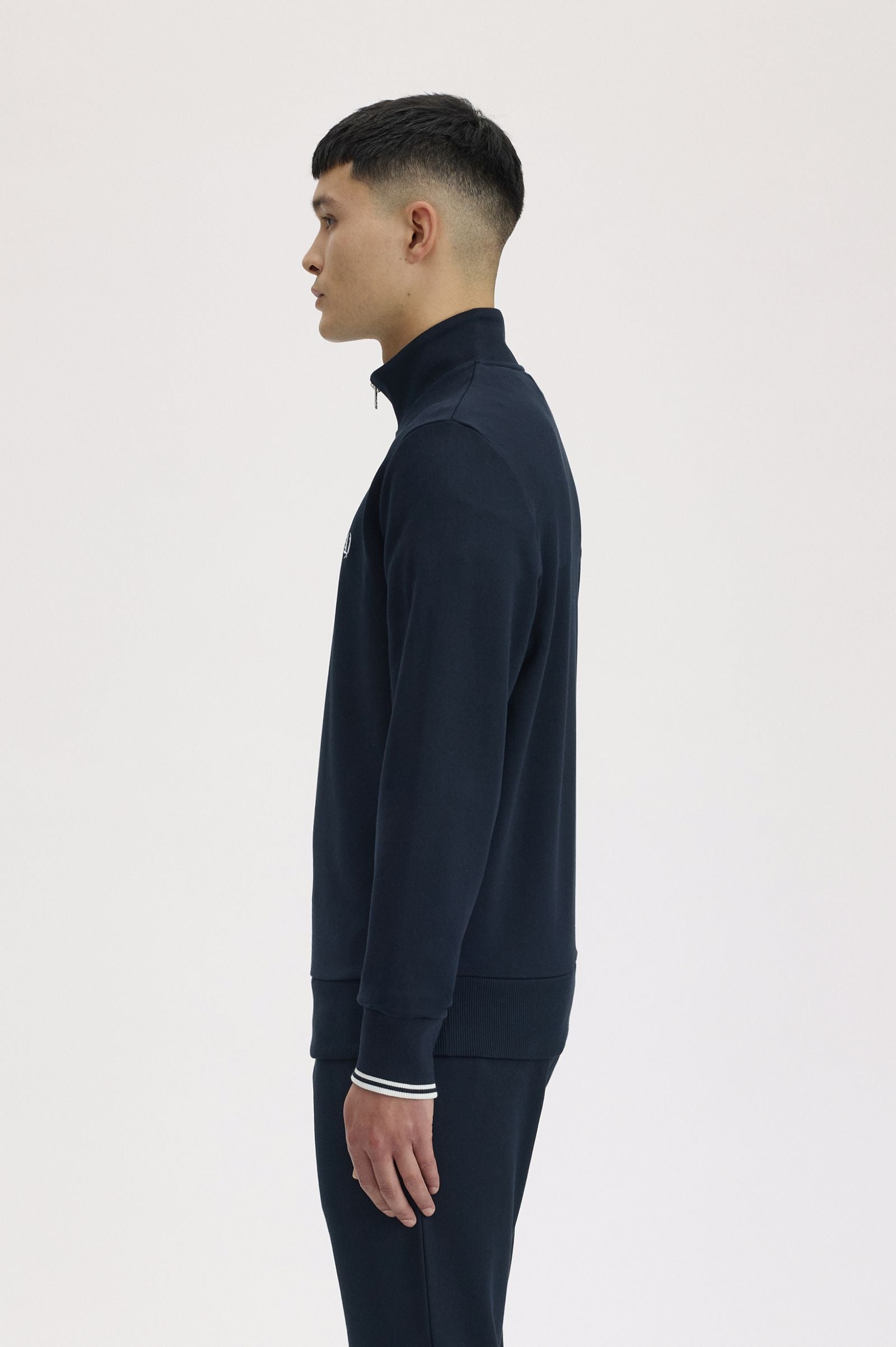 Fred Perry M3574 Quarter Zip Sweat Shirt - 608 Navy