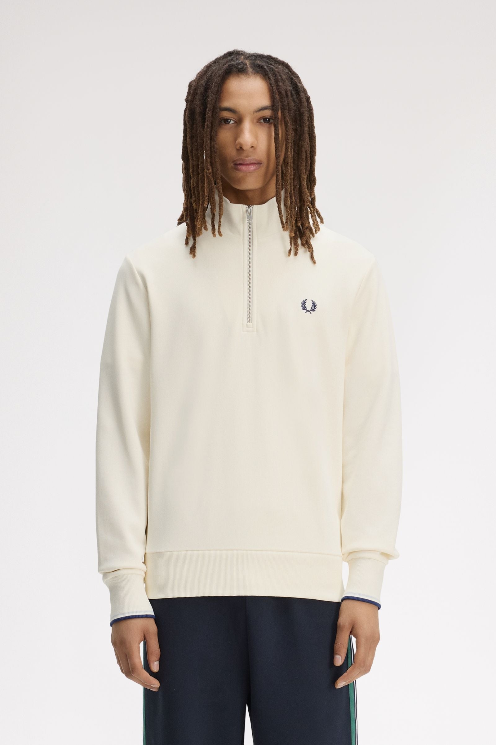 Fred Perry M3574 Half Zip Sweatshirt 84A - Ecru