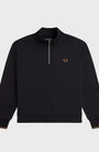 Fred Perry M3574 Half Zip Sweatshirt S77 Black/Shaded Stone