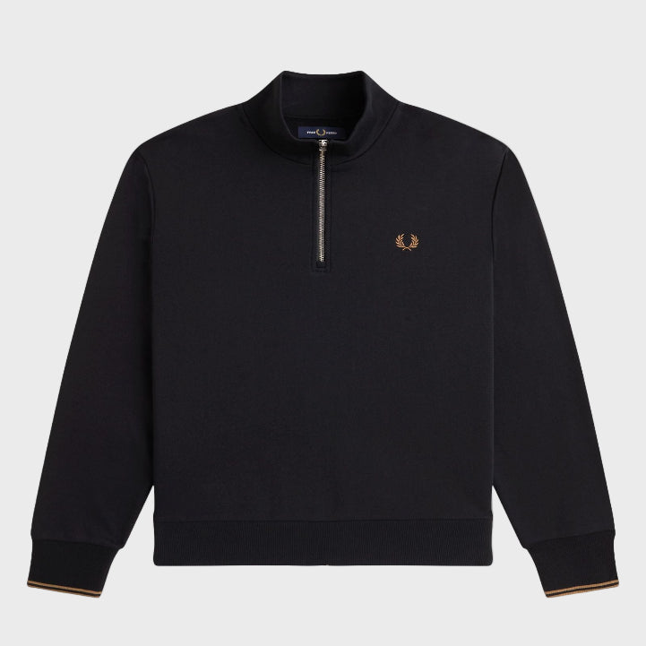 Fred Perry M3574 Half Zip Sweatshirt S77 Black/Shaded Stone