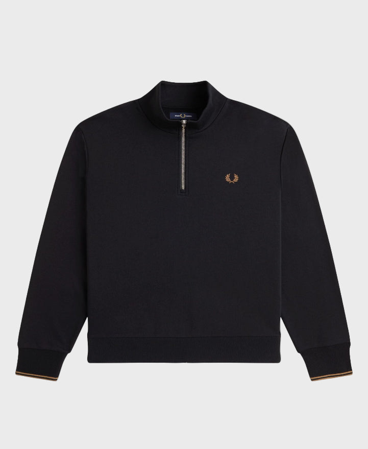 Fred Perry M3574 Half Zip Sweatshirt S77 Black/Shaded Stone