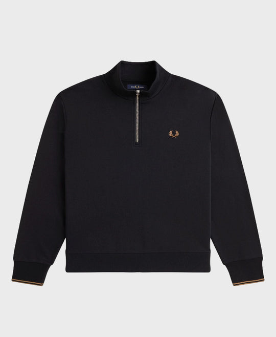 Fred Perry M3574 Half Zip Sweatshirt S77 Black/Shaded Stone