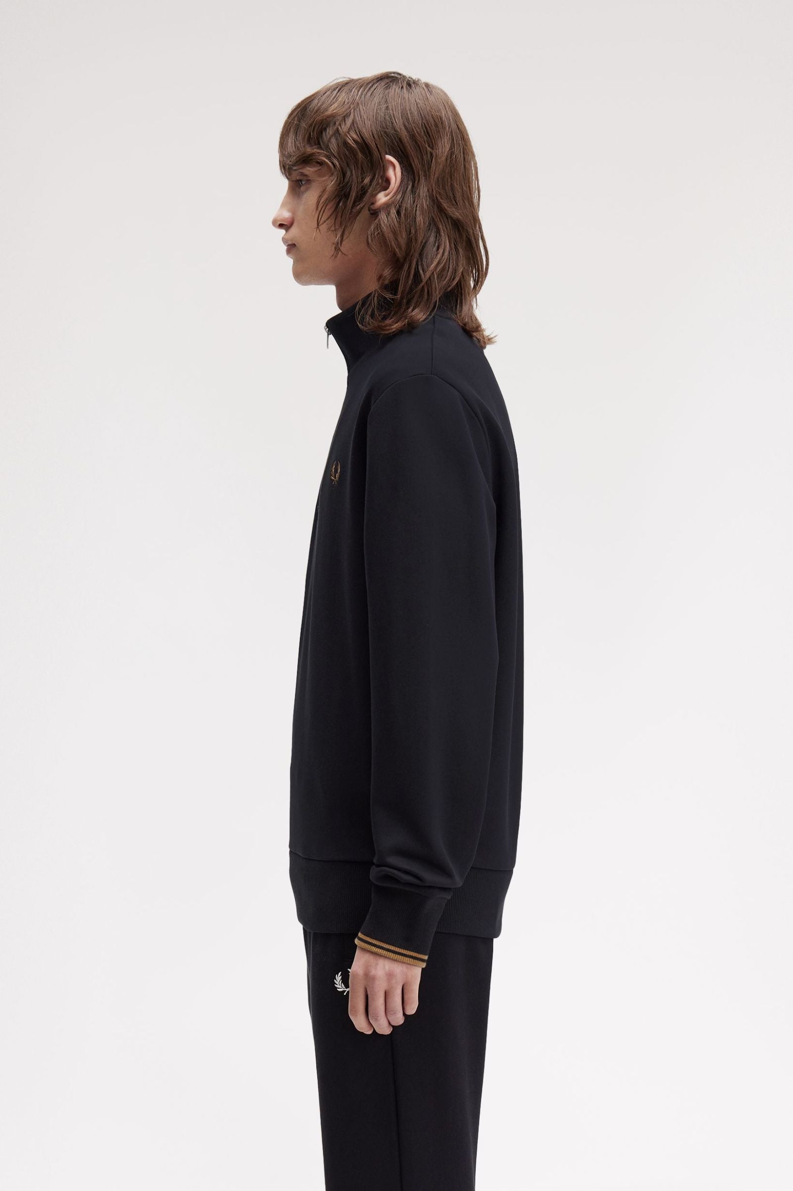Fred Perry M3574 Half Zip Sweatshirt S77 Black/Shaded Stone