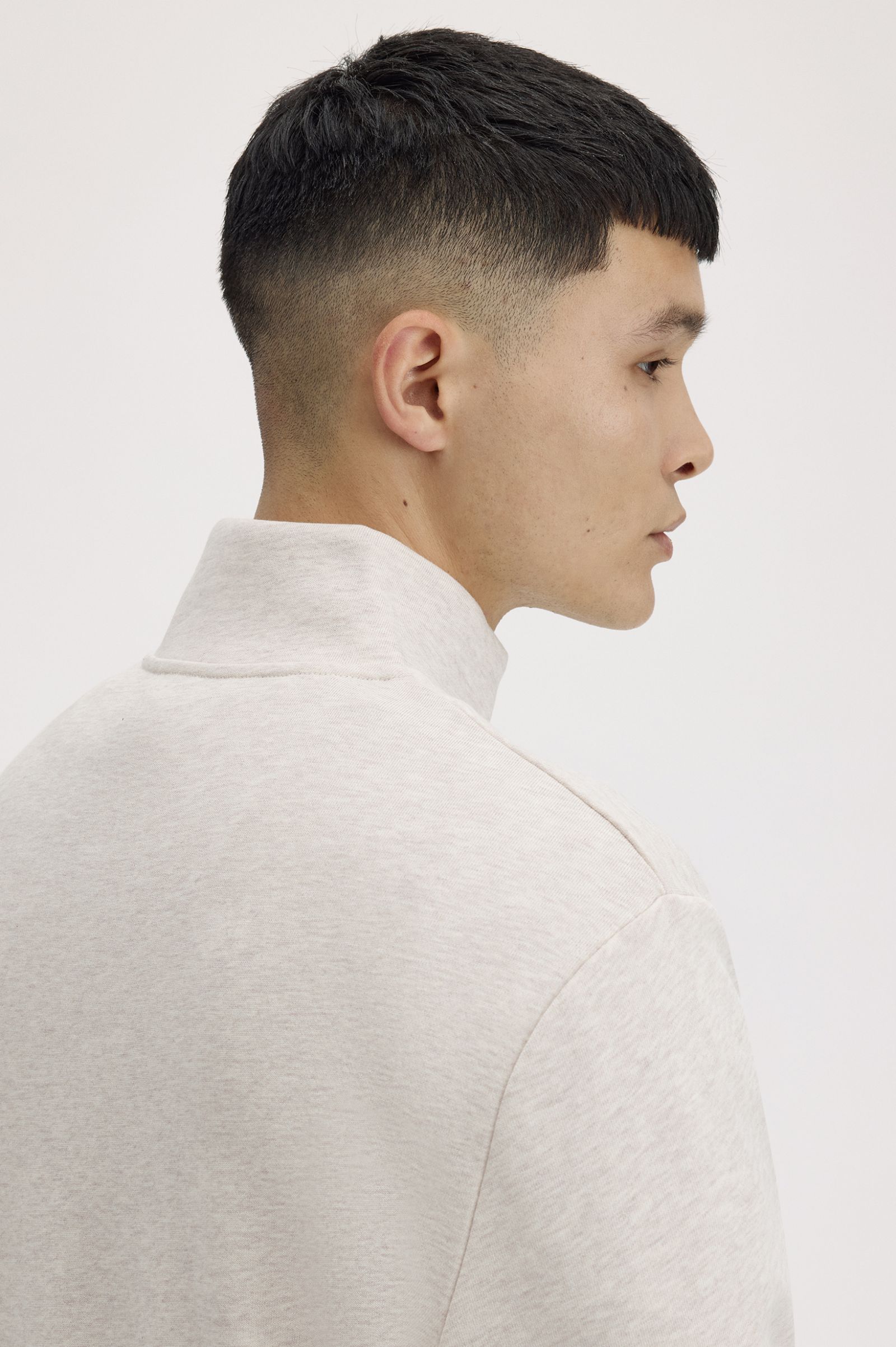 Fred Perry M3574 Half Zip Sweatshirt W50 Porridge Marl