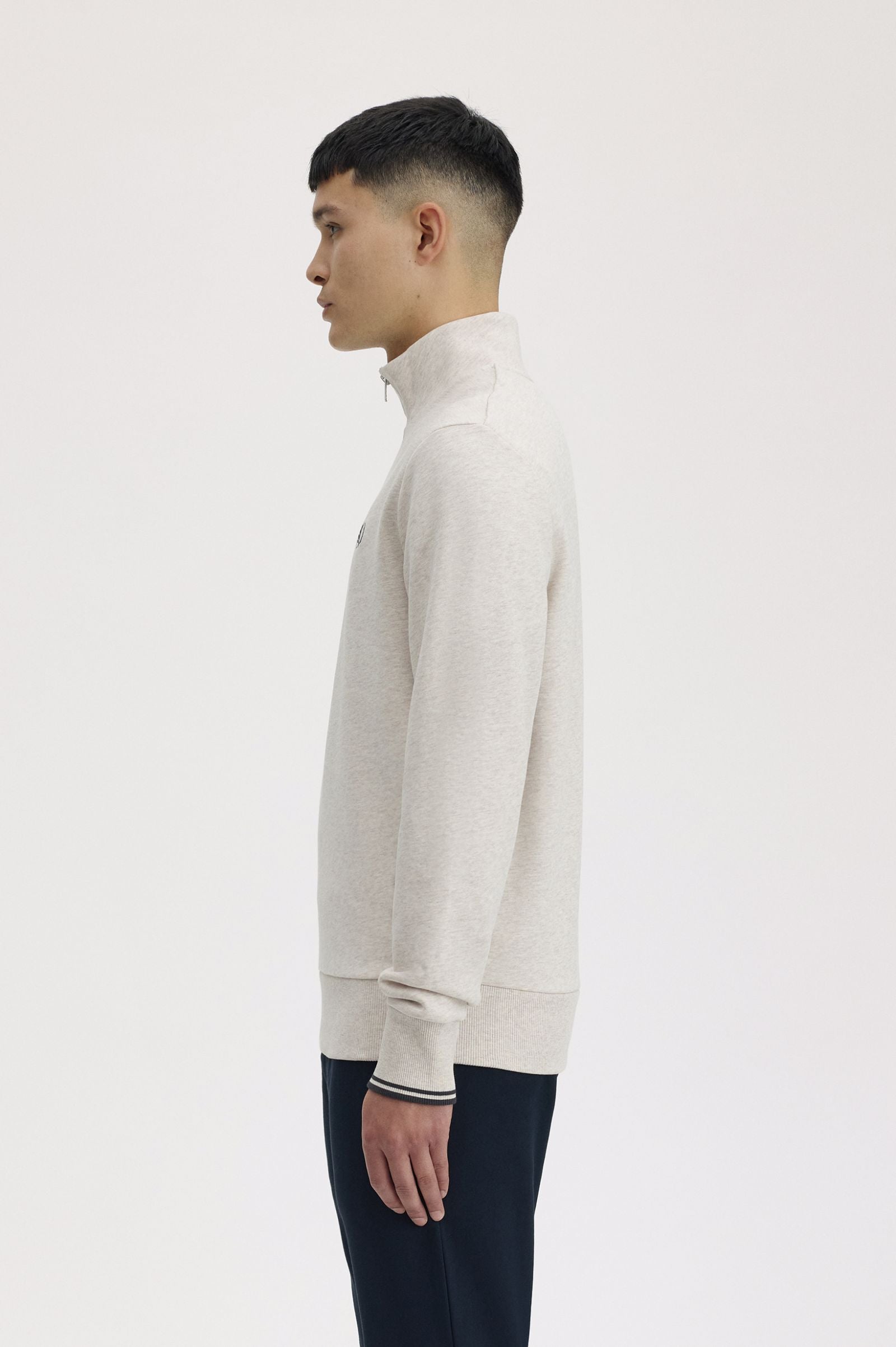 Fred Perry M3574 Half Zip Sweatshirt W50 Porridge Marl