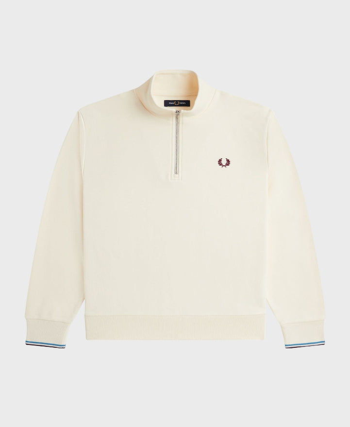 Fred Perry M3574 Half Zip Sweatshirt Z46 Ecru