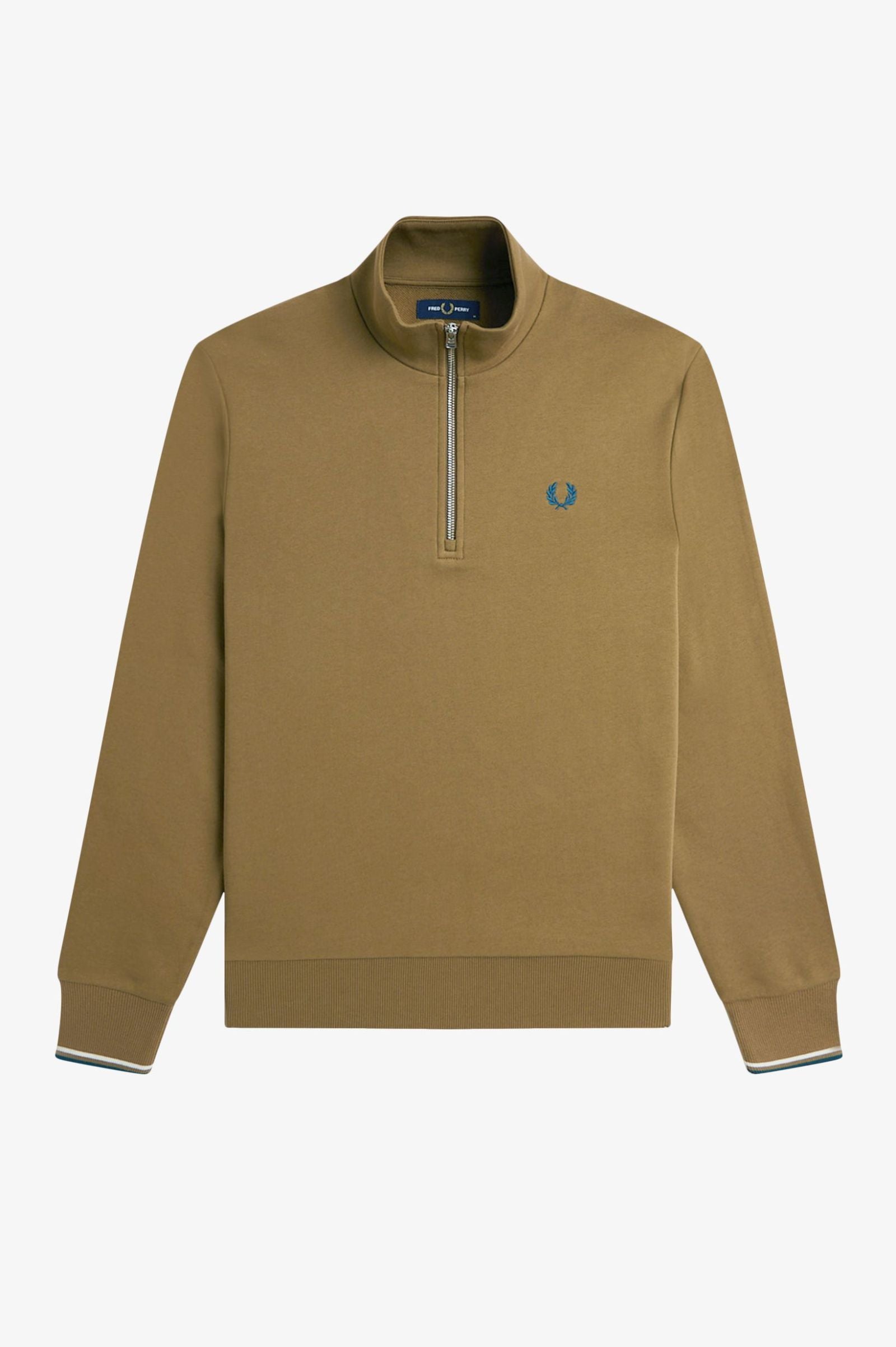 Fred Perry M3574 Half Zip Sweatshirt - Z60 Shaded Stone/Ecru