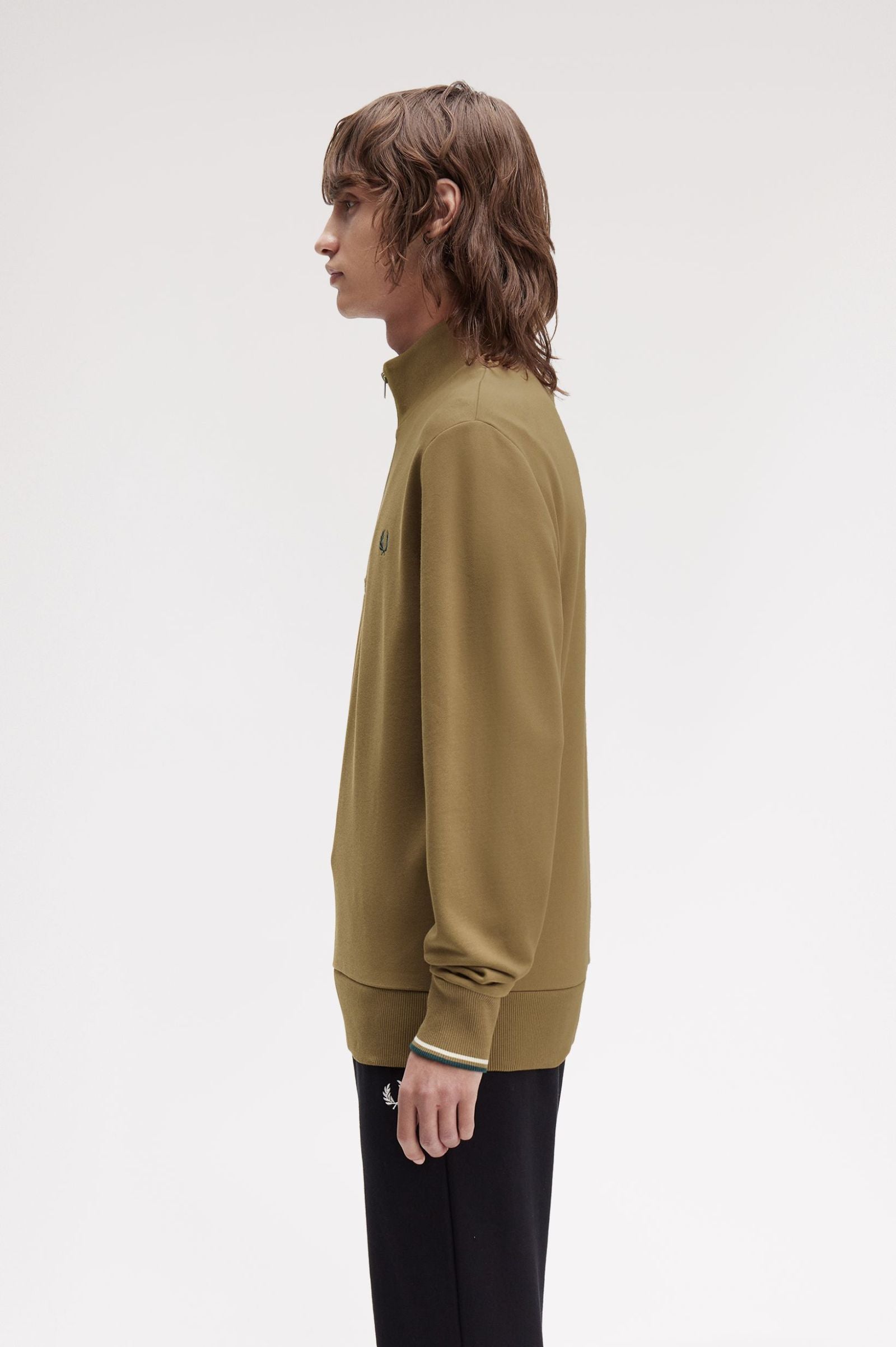 Fred Perry M3574 Half Zip Sweatshirt - Z60 Shaded Stone/Ecru