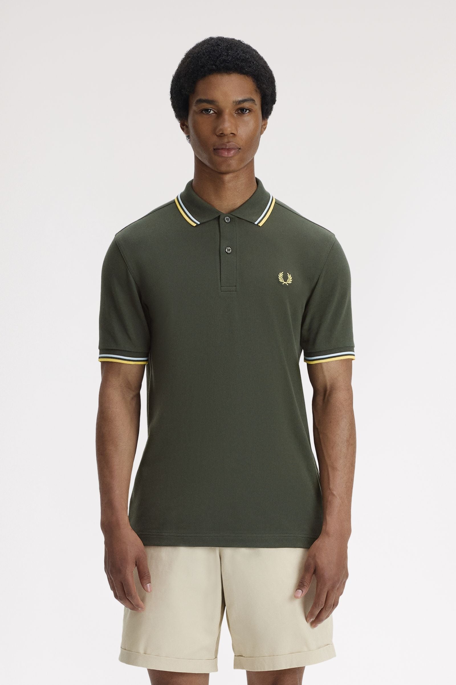 Fred Perry M3600 Twin Tipped Polo T-Shirt 05B - HNTNGR/LGIC/LMNB