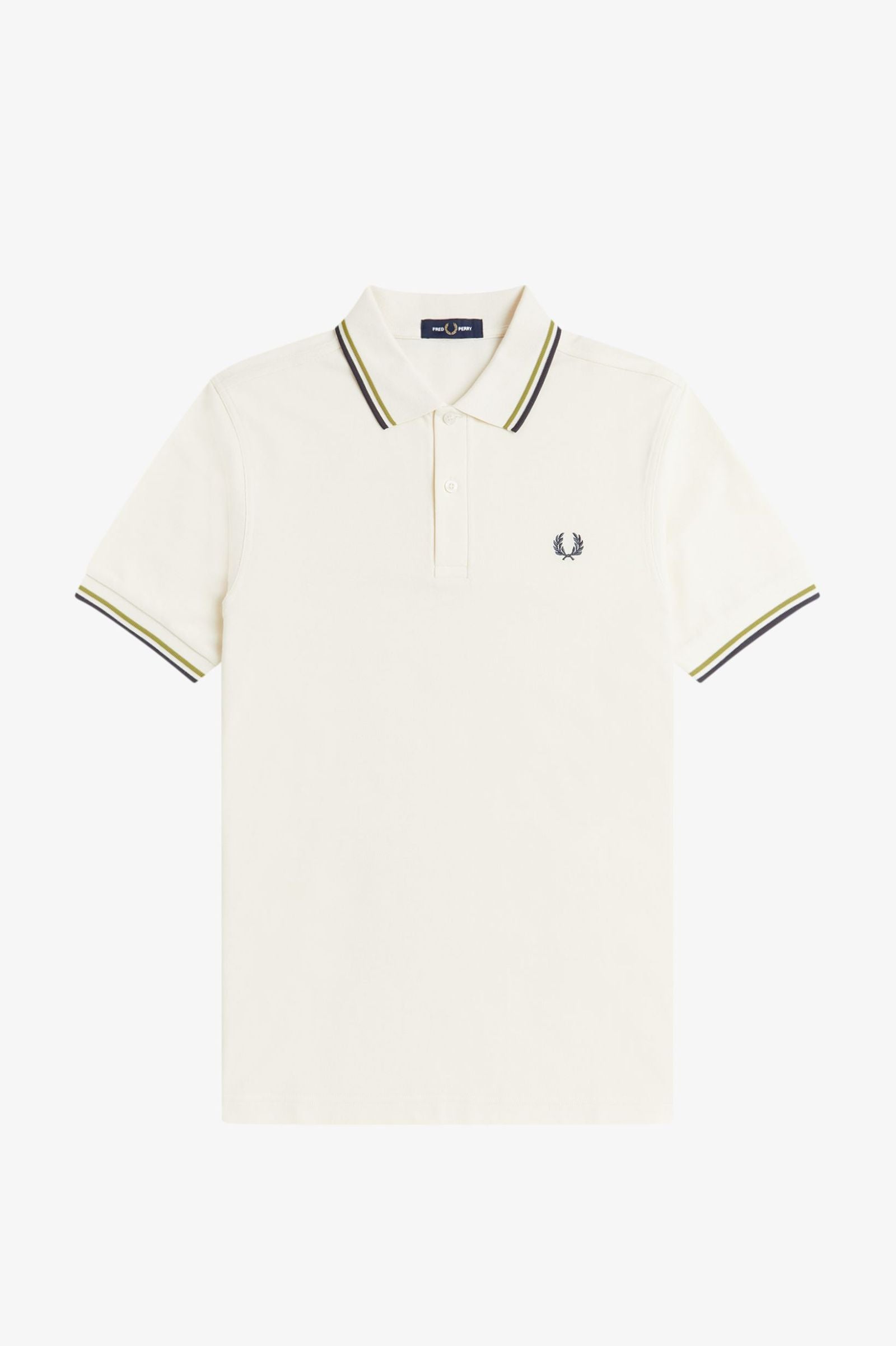 Fred Perry M3600 Twin Tipped Polo Shirt - 46A Ecru/Tennis Ball Yellow/Anchor Grey