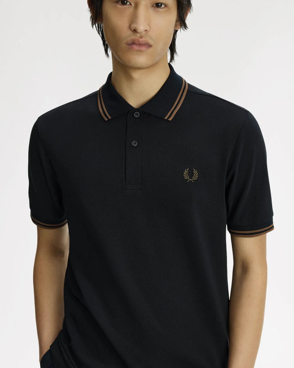 Fred Perry M3600 Twin Tipped Polo T-Shirt 48D - Navy/Bronze