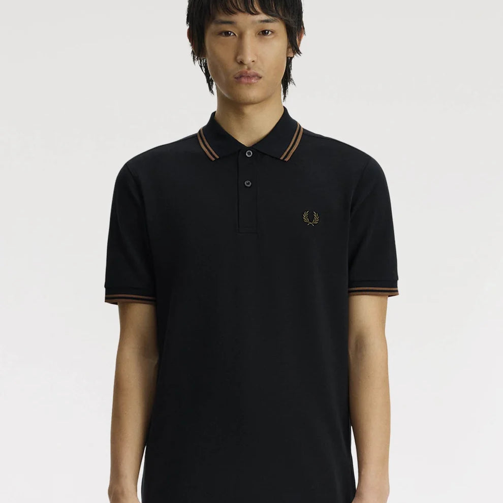 Fred Perry M3600 Twin Tipped Polo T-Shirt 48D - Navy/Bronze