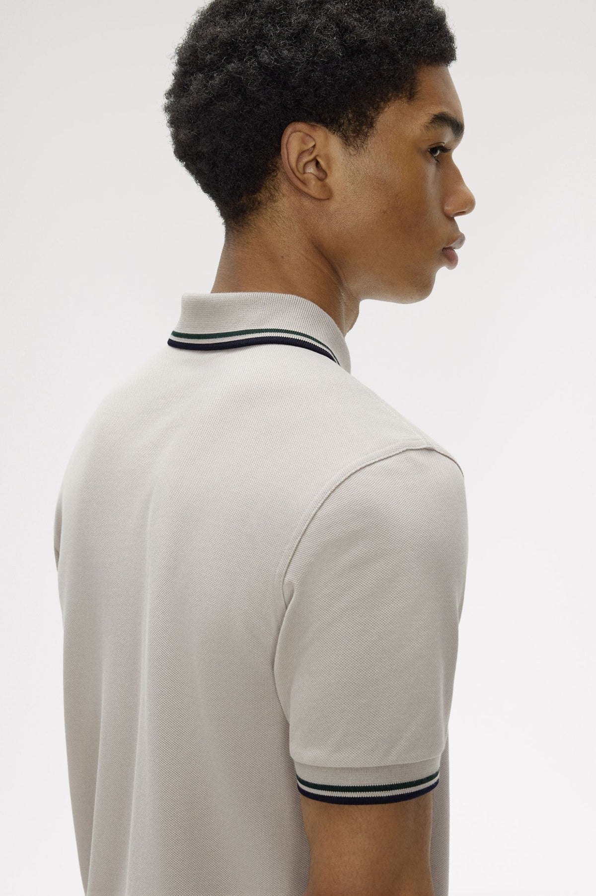 Fred Perry M3600 Twin Tipped Polo T-Shirt 55D - Drizzle/Grassroots/Navy