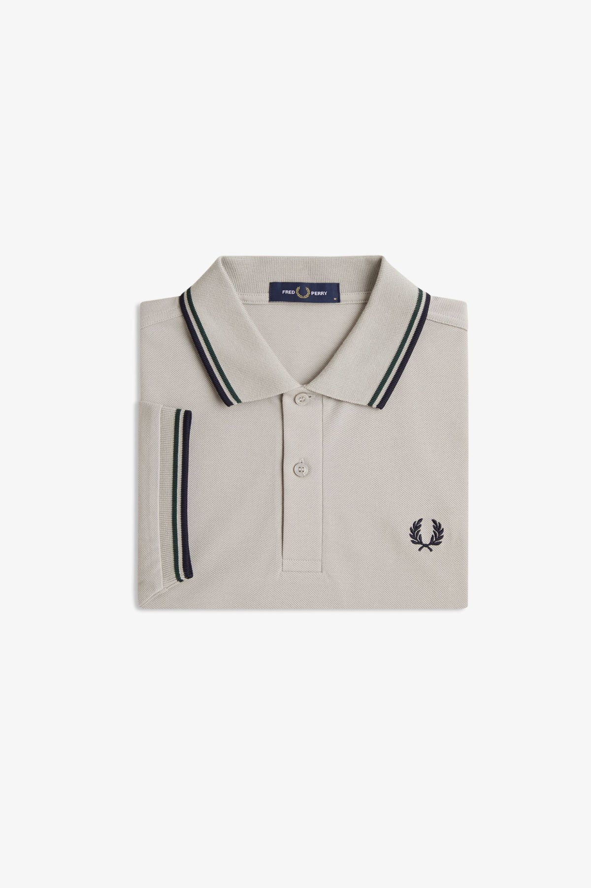 Fred Perry M3600 Twin Tipped Polo T-Shirt 55D - Drizzle/Grassroots/Navy