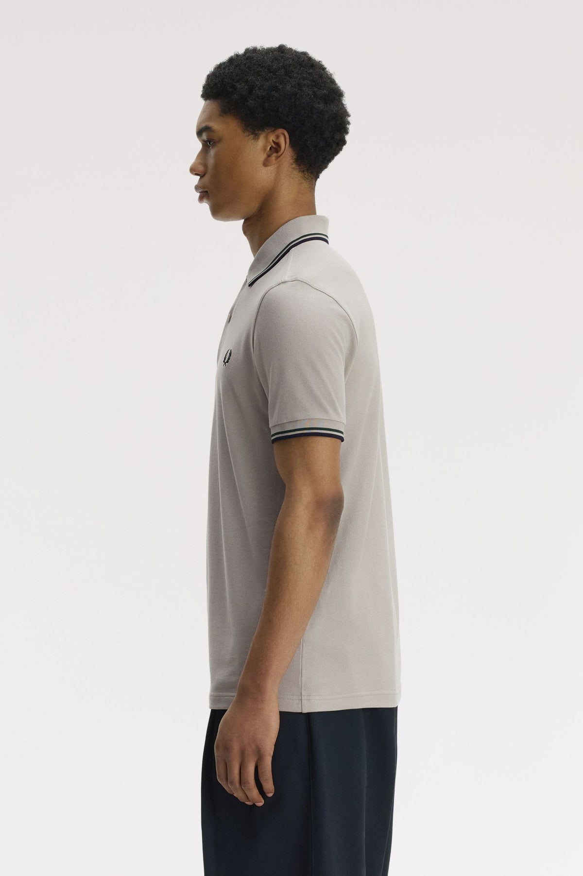 Fred Perry M3600 Twin Tipped Polo T-Shirt 55D - Drizzle/Grassroots/Navy