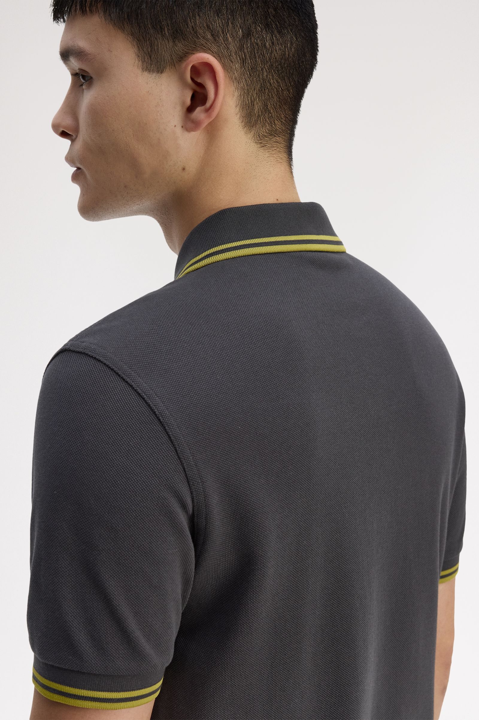 Fred Perry M3600 Twin Tipped Polo Shirt - 58A Anchor Grey/Tennis Ball Yellow/Tennis Ball Yellow