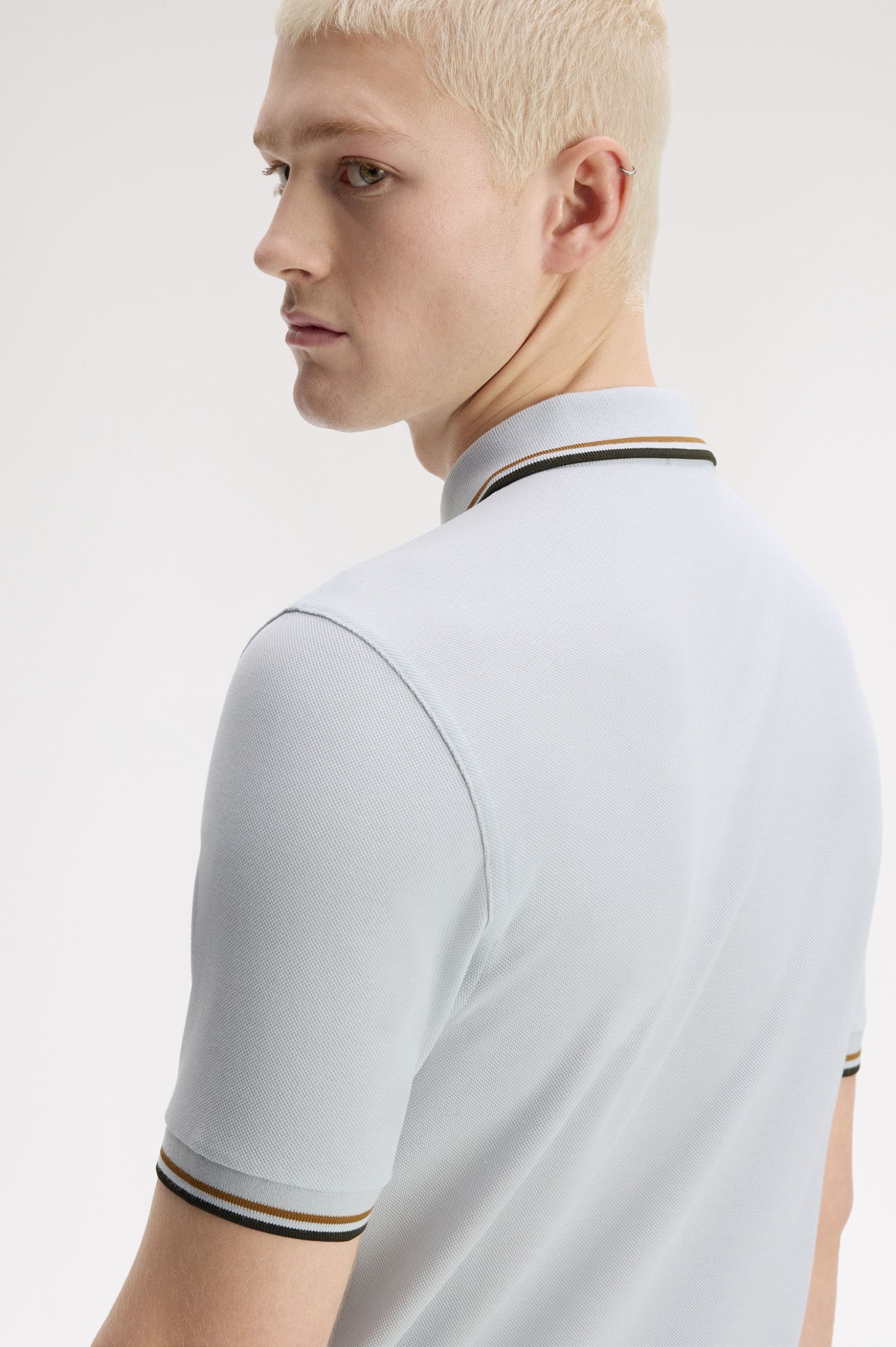 Fred Perry M3600 Twin Tipped Polo T-Shirt 70C - Dusky Blue/Dark Caramel/Night Green