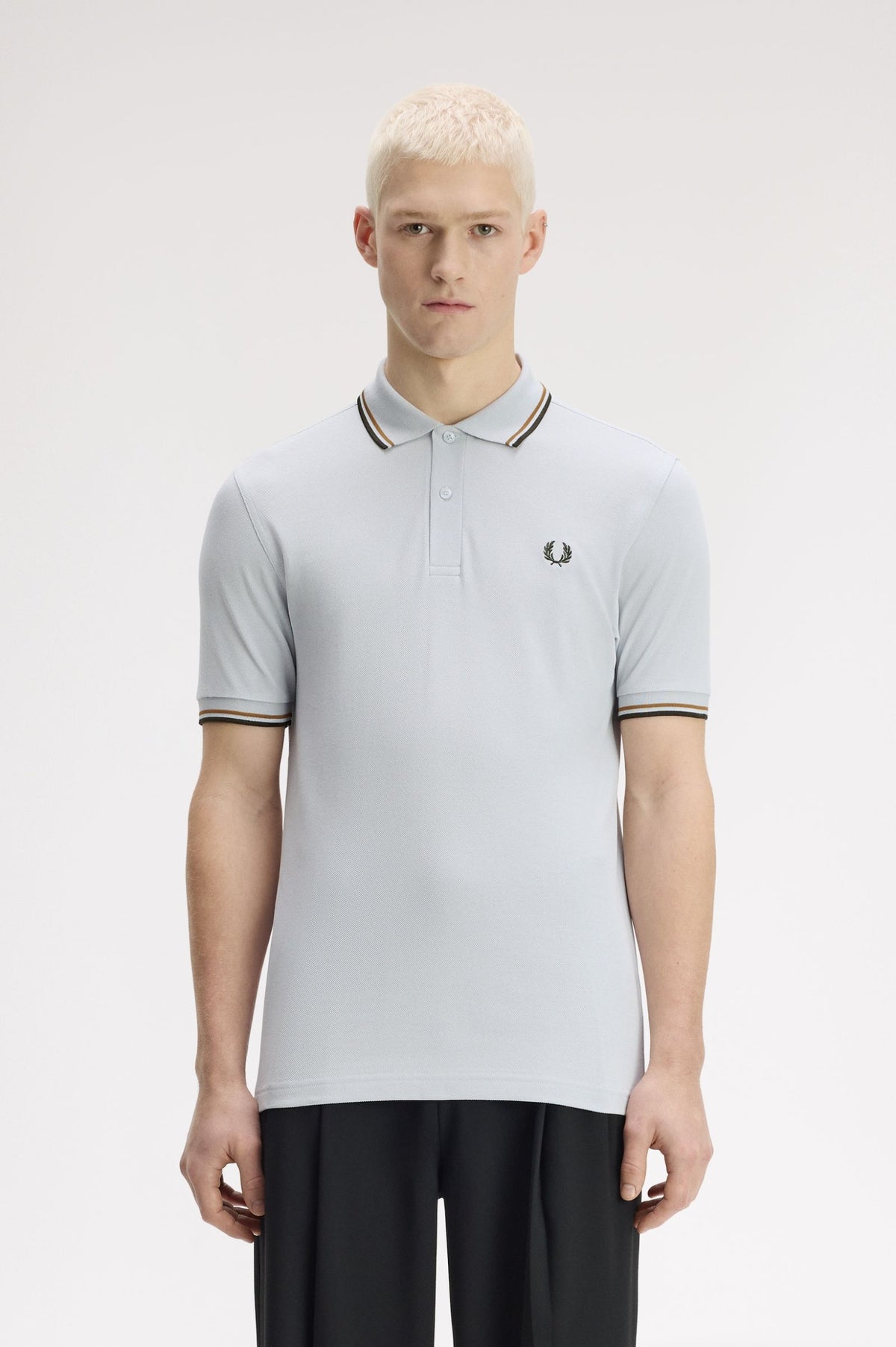Fred Perry M3600 Twin Tipped Polo T-Shirt 70C - Dusky Blue/Dark Caramel/Night Green