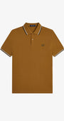 Fred Perry M3600 Twin Tipped Polo Shirt 80C - Dark Caramel/Sky Blue/Night Green