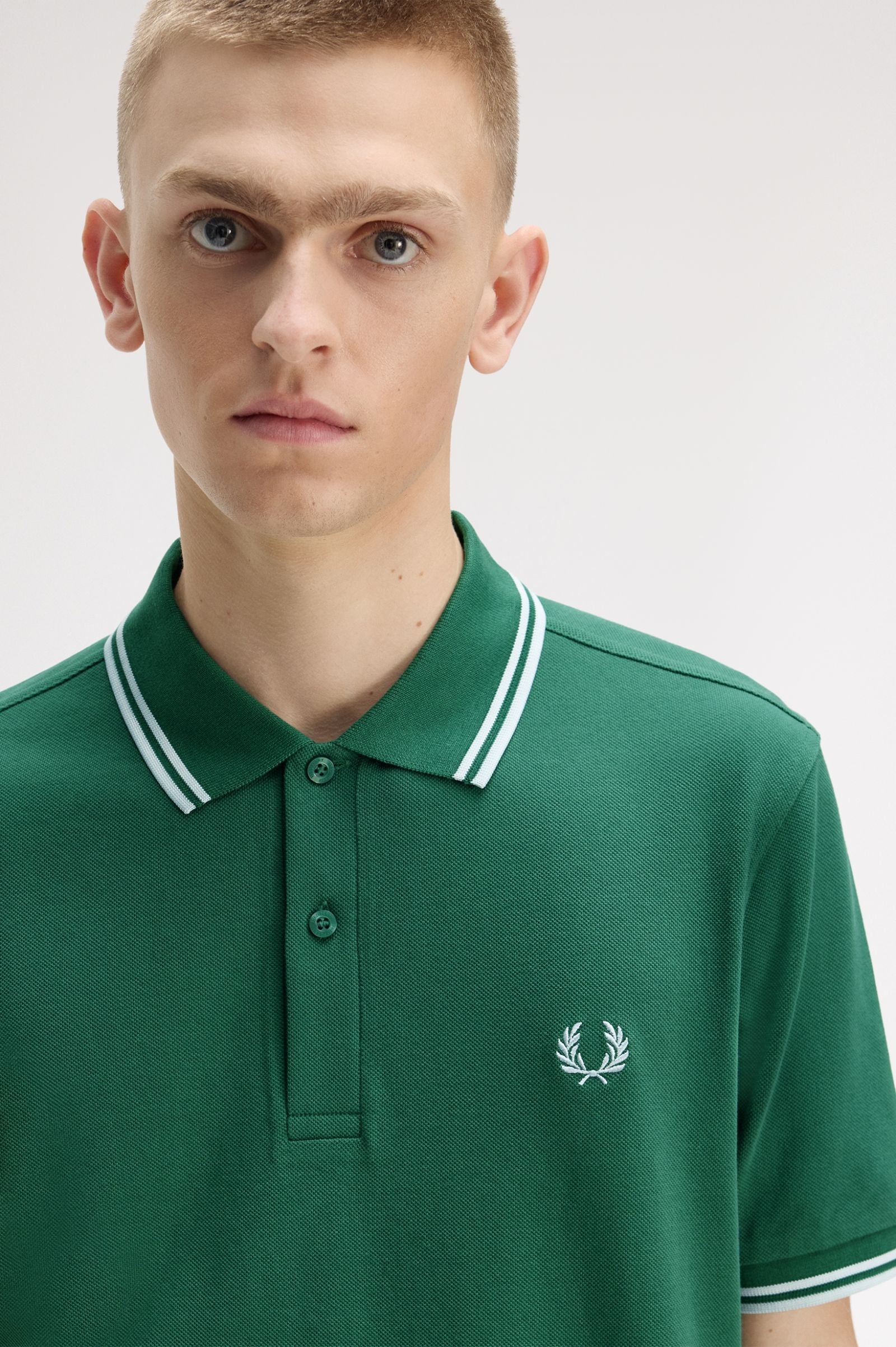 Fred Perry M3600 Twin Tipped Polo T-Shirt 81B - SPTGRN/LTIC/LTIC