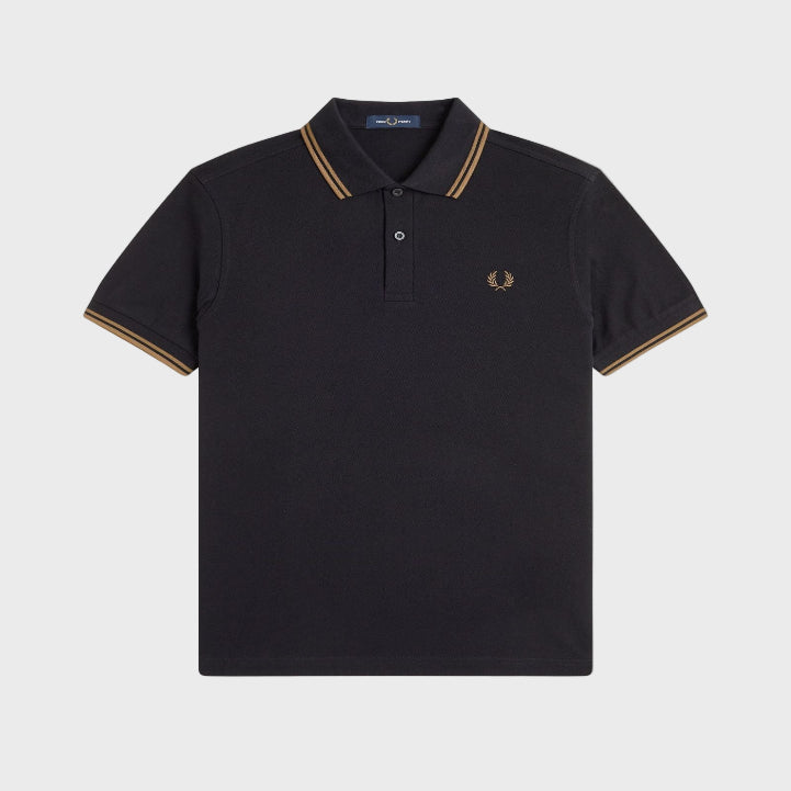 Fred Perry M3600 Twin Tipped Polo Shirt S77 Black/Shaded Stone