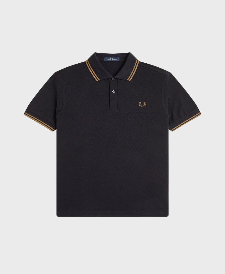 Fred Perry M3600 Twin Tipped Polo Shirt S77 Black/Shaded Stone
