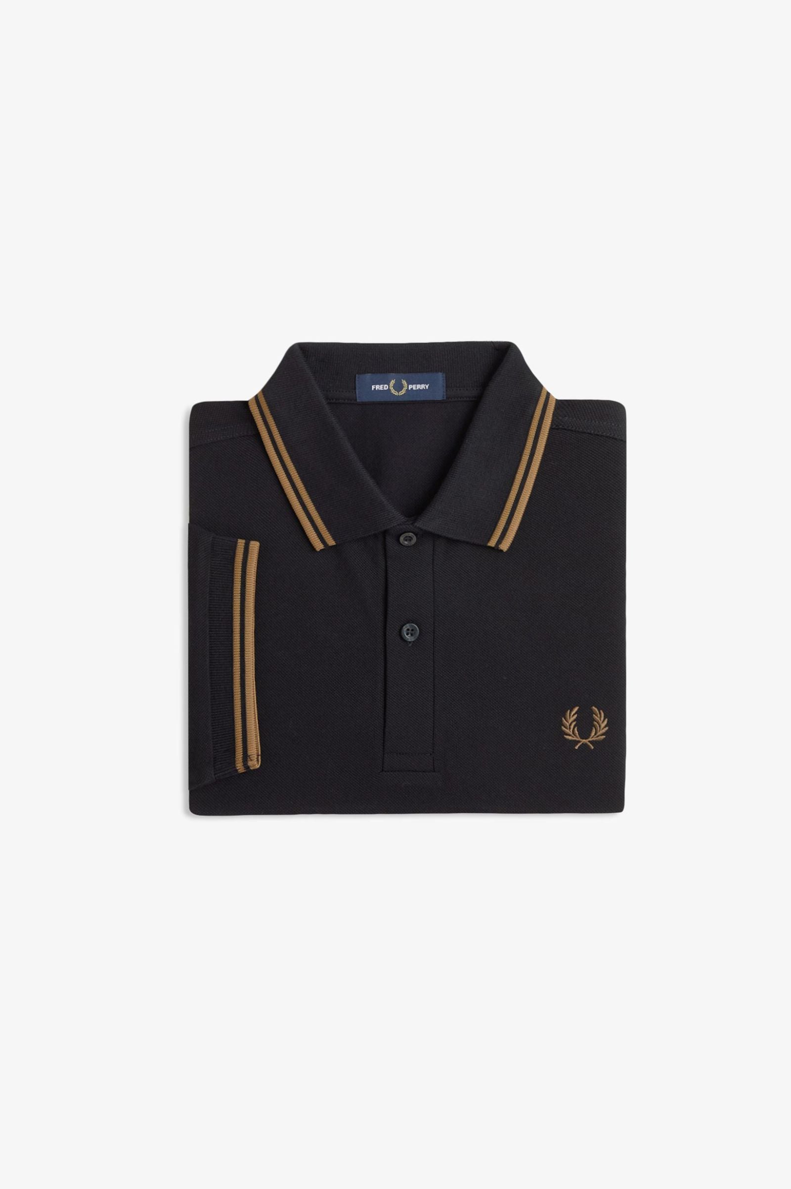 Fred Perry M3600 Twin Tipped Polo Shirt S77 Black/Shaded Stone
