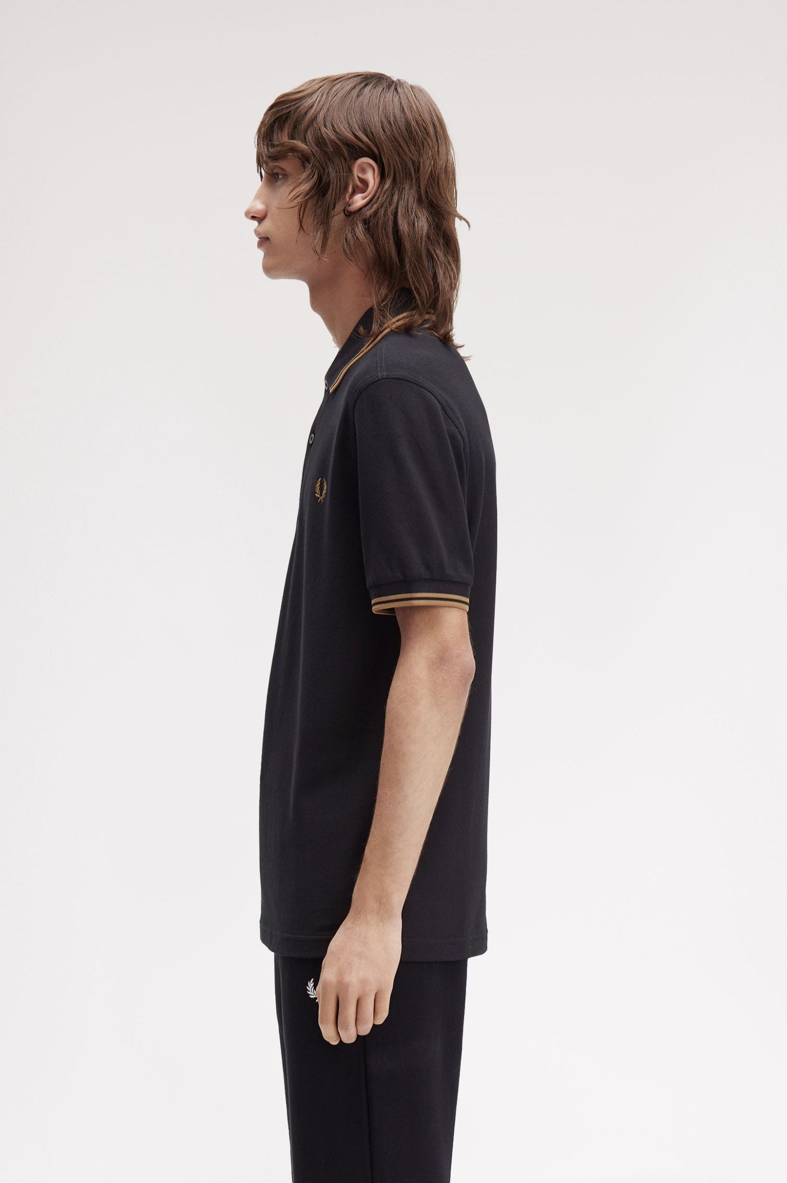Fred Perry M3600 Twin Tipped Polo Shirt S77 Black/Shaded Stone