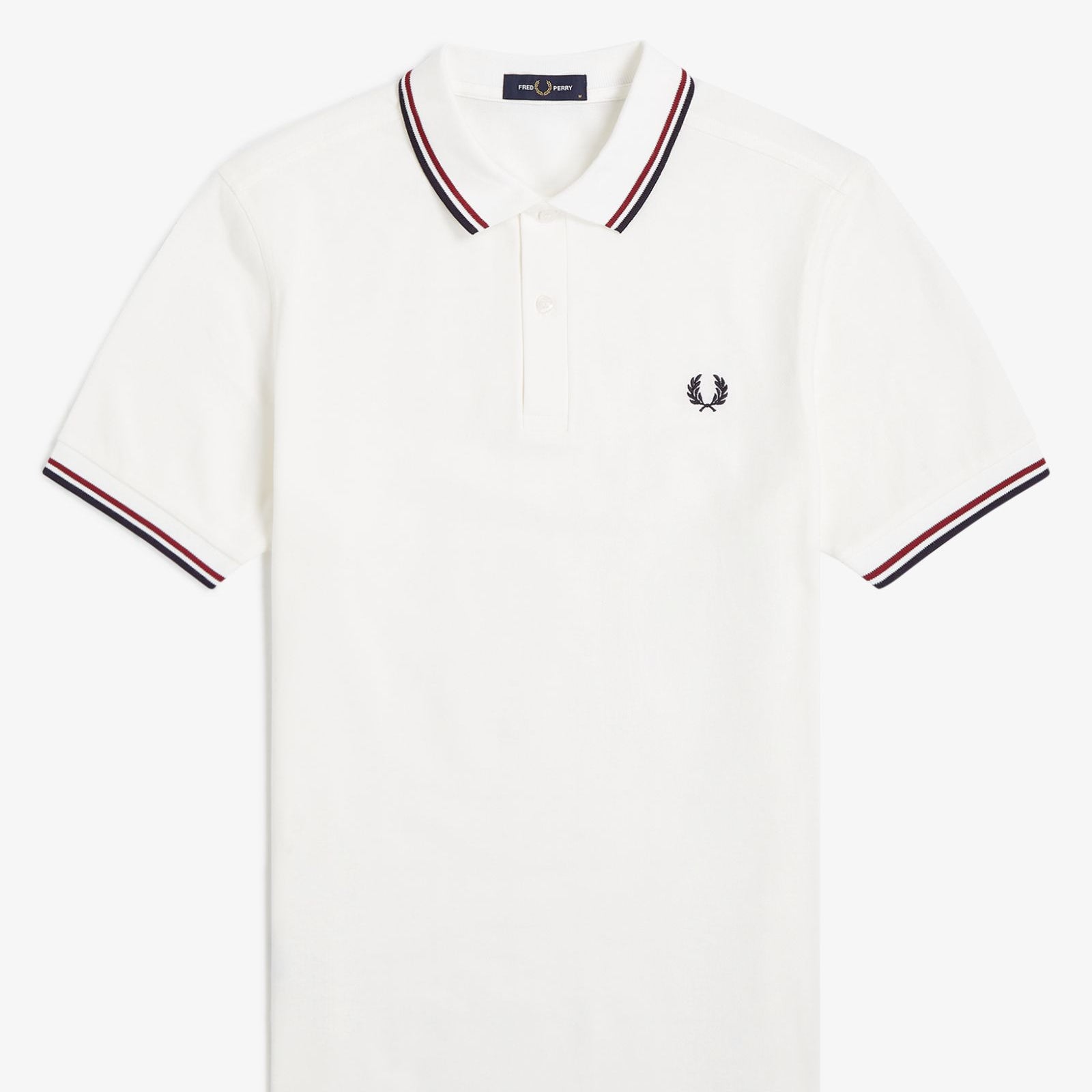 Fred Perry M3600 Twin Tipped Polo Shirt T60 - Snow White/Burnt Red/Navy