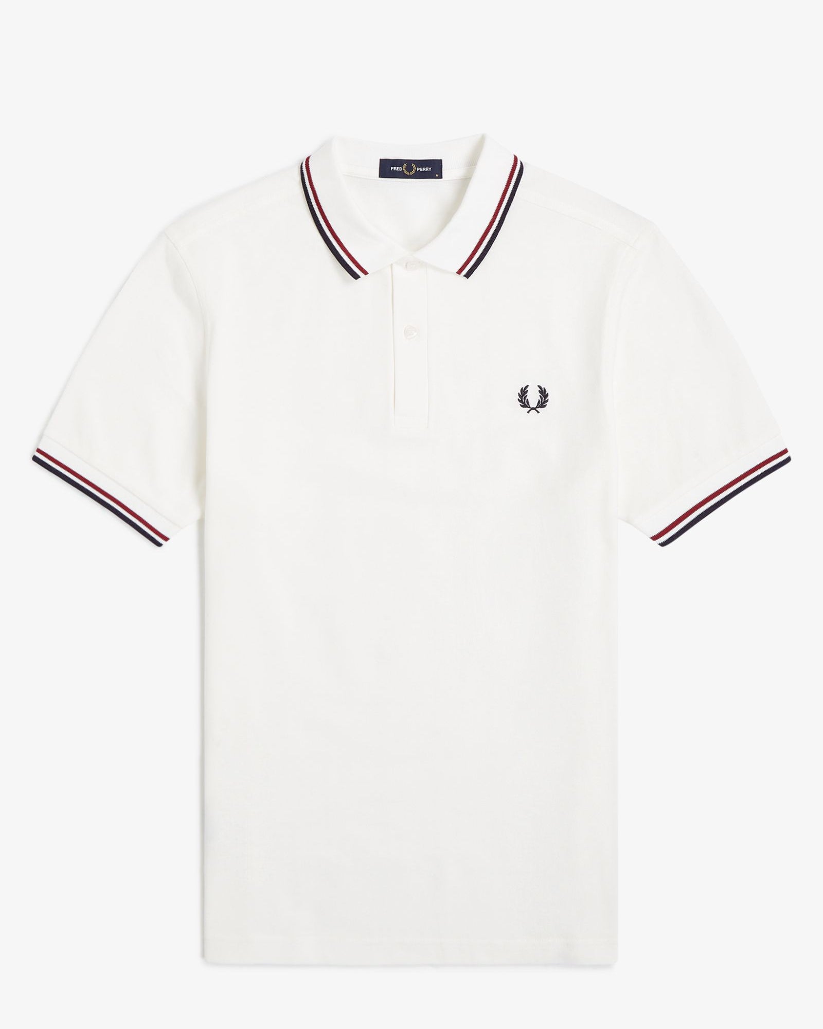 Fred Perry M3600 Twin Tipped Polo Shirt T60 - Snow White/Burnt Red/Navy
