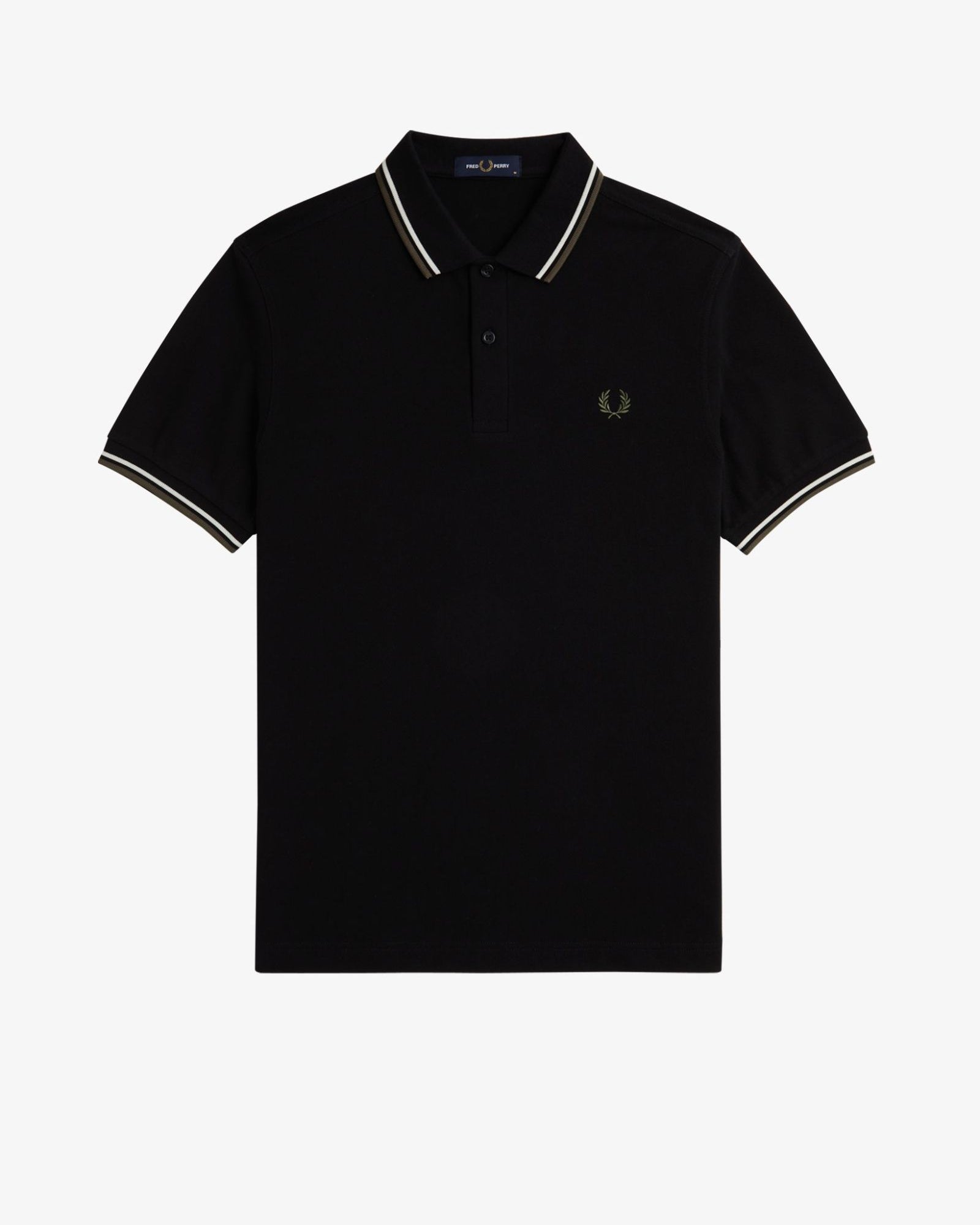 Fred Perry M3600 Twin Tipped Polo Shirt W54 - Black/Ecru/Laurel Wreath